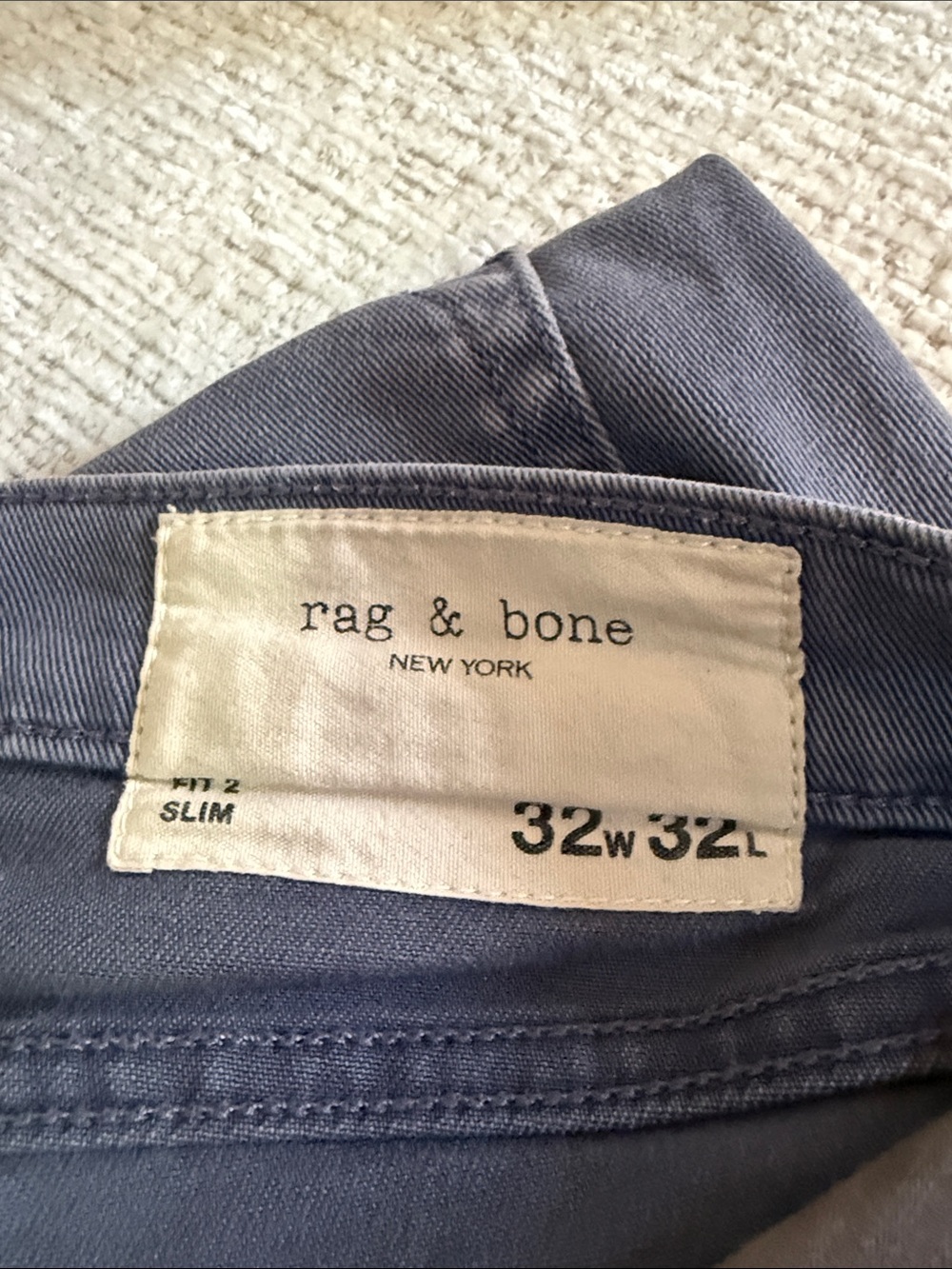 Men's Rag and Bone Slim Straight Jeans in Slate Blue - Picture 2 of 3